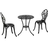 Outsunny Gartenmöbel-Set 3-tlg. mit Blumen Design schwarz