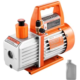 Vevor Vakuumpumpe, 99 L/min, HVAC Einstufige Drehschieber-AC-Unterdruckpumpe, für R134a R22 R410a-Systeme, mit Ölflasche, 4-poligem Motor, 5 Pa, für die Harzentgasung von Kfz-Klimaanlagen