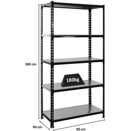 Proregal Schwerlastregal Metal Shark HxBxT 180 x 90 x 40 cm Fachlast 180 kg Anthrazit-Verzinkt