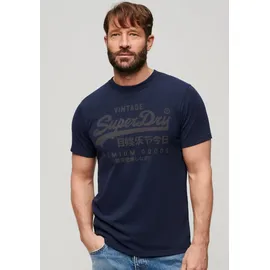 Superdry T-Shirt »Basic Shirt CLASSIC VL HERITAGE T SHIRT mit Logodruck«, (Klassische Passform mit Rundhalsausschnitt), aus pflegeleichter Baumwolle für ein angenehmes Tragegefühl, Gr. XXXL, navy marl, , 96950657-XXXL