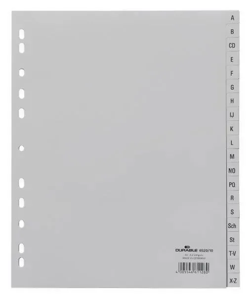 Durable 652010 Tab-Register Alphabetischer Registerindex Grau