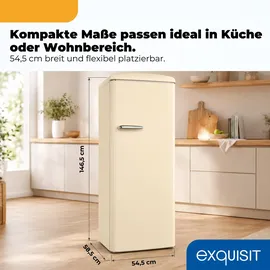 Exquisit Retro Vollraumkühlschrank RKS325-V-H-160C (225 l, 1465 mm hoch, Magnolienweiss)