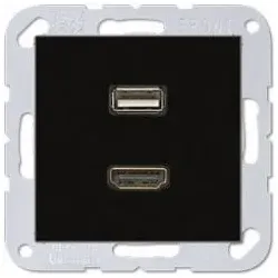 Jung Multimedia-Einsatz HDMI / USB (schwarz)