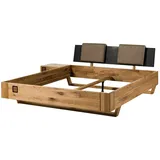 MASSIVMOEBEL24.DE Bett KITZBÜHEL 200 x 200 cm Wildeiche massiv natur geölt taupe