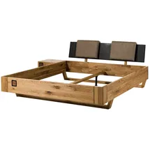 MASSIVMOEBEL24.DE Bett KITZBÜHEL 200 x 200 cm Wildeiche massiv natur geölt taupe