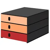 styro Schubladenbox styroval pro feelings, Poppy hellorange, dunkelorange, rot 14-8050.Po, DIN C4 mit 3 Schubladen