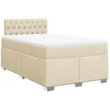 vidaXL Boxspringbett mit Matratze Creme 120x190 cm Stoff