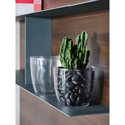 Madeira transparente runde Vase 18 cm für drinnen und draußen, Harz, hochwertige Qualität