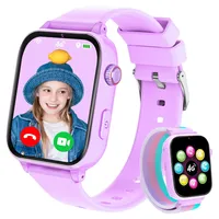 PTHTECHUS Kinder Smartwatch GPS und 4G Telefon, Kinderuhr mit Videoanruf Voice Chat Schulmodus WiFi SOS Spiele Wecker Schrittzähler, Telefonuhr Smartwatch Kinder Mädchen Jungen 4-12 Jahren - Violett
