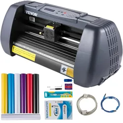 VEVOR Vinyl Schneideplotter 375 mm Papiereinzug, Folienplotter Drucker Vinyl Schneiden Set, Unterstützt DM/PL, HP/GL-Sprache, Abdeckfolie zum Malen und Ätzen, Scrapbook-Papiere PU-Vinyl schneiden