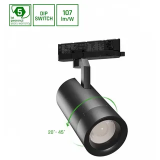 spectrum LED Schienensystem-Leuchten LED 3Phasen Stromschienenstrahler 19-42W 1800-3200lm 20-45° Warm 3000K, 19.2 cm, verstellbar 20-45°, schwenkbar, DIP SWITCH schwarz