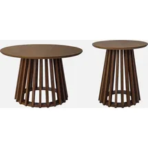 sweeek - 2er-Set Couchtische aus Holzdekor und Tannenholz, Ø40cm und Ø60cm - Nussbaumfarben