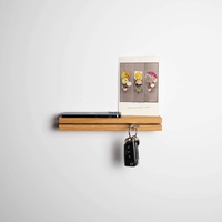 WOODS Schlüsselbrett Holz mit XXL Ablage | handgefertigt in Bayern | mehrere Holzarten und Ausführungen zur Auswahl | Schlüsselablage Schlüsselhalter Schlüsselleiste Schlüsselboard (Eiche, 25cm)
