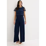 bonprix Jumpsuit aus softem Scuba mit kurzem Arm, figurumspielende Passform, weites Bein