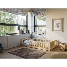 Kids Collective Kinderbett Bodenbett 80 x 160 cm Kiefer massiv natur beige