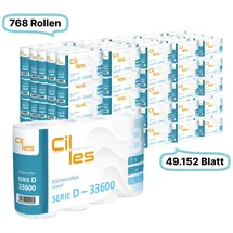 Blanc HYGIENIC Großmenge Küchenrollen, 3-lagig, 768 Rollen, 49.152 Blatt gesamt, 64 Blatt /Rolle, 100% Zellstoff, CIL-les Tissue, Series D