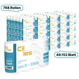 Blanc HYGIENIC Großmenge Küchenrollen, 3-lagig, 768 Rollen, 49.152 Blatt gesamt, 64 Blatt /Rolle, 100% Zellstoff, CIL-les Tissue, Series D