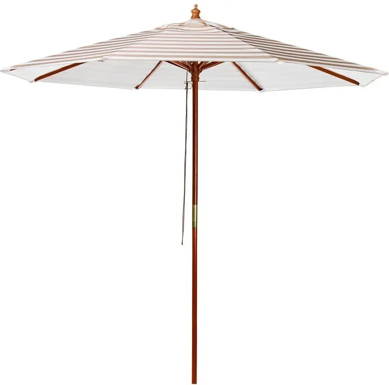 Beliani Retro, gestreifter Gartenparasol in Beige und Weiß FERENTILLO (Durchmesser 2,5 m)