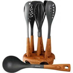 Kochbesteck-Set, (Set, 8 tlg.), mit drehbarem Ständer, 31088545-0 natur/grau