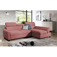 Fun Möbel Ecksofa Schlafsofa Sofa ANTON XS in Stoff Esito Rosa Ottomane Rechts