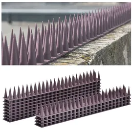 ideoon garden 12er Set Taubenspikes Braun 5,4m - Effektive Vogelabwehr aus Polycarbonat - 3-reihige Abwehrspikes gegen Tauben, Möwen, Marder, Katzen & Eichhörnchen