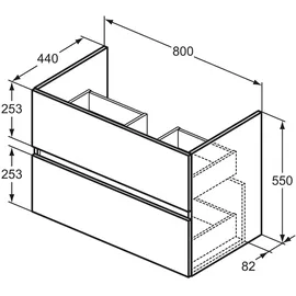 Ideal Standard Eurovit+ 2 Auszüge 80 x 44 x 55 cm Grau