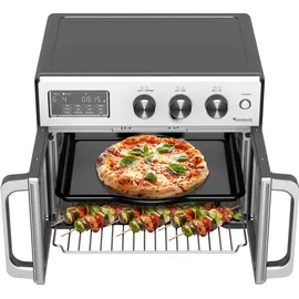 TURBO TRONIC TurboTronic digitaler Heißluftofen - XXL 32 Liter mit Drehspieß 4in1 Mini Backofen & Power Heißluftfritteuse Airfryer