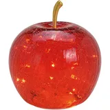 Wurm LED Dekolampe Apfel Glas 20er LED Lichterkette, Timer Ø16cm rot