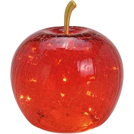 Wurm LED Dekolampe Apfel Glas 20er LED Lichterkette, Timer Ø16cm rot