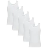 TupTam Unterhemden Jungen – 5er Pack Ärmellose Kinder Unterhemden, Baumwolle, Bequem & Atmungsaktiv, Farbe: Weiß, Größe: 104-110 - 104-110