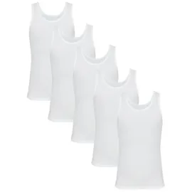 TupTam Unterhemden Jungen – 5er Pack Ärmellose Kinder Unterhemden, Baumwolle, Bequem & Atmungsaktiv, Farbe: Weiß, Größe: 104-110 - 104-110