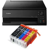 IC-Office TS6350a Farbtintenstrahl-Multifunktionsgerät All-in-One 3-in-1 (Drucker, Scanner, Kopierer, USB, WLAN, Apple AirPrint) Schwarz + 5 XXL Tintenpatronen