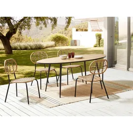 Beliani Gartenstuhl 48 x 57 x 86 cm beige/schwarz 4 St.
