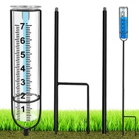 Regenmesser für den Außenbereich, frostsicherer Regenmesser, Wassermesser für Regenmesser, höhenverstellbarer Regenmesser mit Pflock und Reinigungsbürste