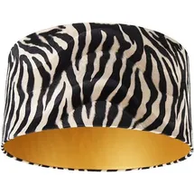 QAZQA Velours Lampenschirm Zebra Design 50/50/25 Gold innen