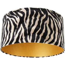 QAZQA Velours Lampenschirm Zebra Design 50/50/25 Gold innen
