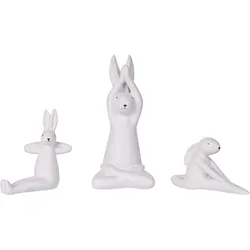 Dekofiguren 3er Set Hase BREST Keramik Weiß