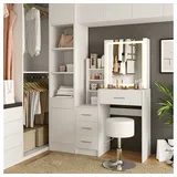 Vicco Schminktisch Lisca Weiß 80 cm mit LED-Spiegel und Hocker