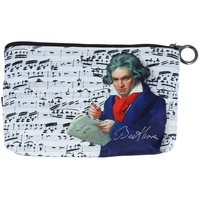 Fridolin Kosmetiktasche (1-tlg), Komponisten-Motiv Ludwig van Beethoven und Notenlinien blau|weiß