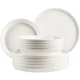 Mäser Tafelservice Sita, Teller Set für 6 Personen, Essgeschirr aus weißem Porzellan, schlicht, elegant, Porzellan, weiß