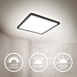 B.K.Licht LED Deckenlampe Panel indirekt ultraflach Deckenleuchte Wohnzimmer Flur schwarz