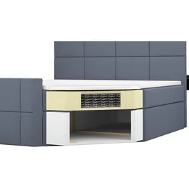 A&J MöbelLand Boxspringbett TOKI 160x200 mit 2 Bettkästen, Bonell-Matratze und Topper. Farbe: Grau - Grau