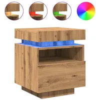 VidaXL Nachttisch mit LED-Leuchten Artisan-Eiche 40x39x48,5 cm, Nachttischschrank, Nachtkonsole,