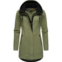 Ragwear Damen, warme Teddyjacke lang Fleecemantel mit Kapuze Letti