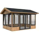Palmako Pavillon Isabella 10,9 m2 - 90 mm - hellbraun tauchgrundiert