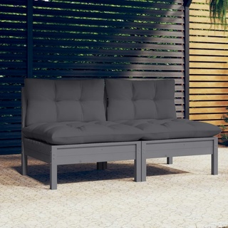 vidaXL Gartensofa Massivholz Kiefer Kissen anthrazit/grau 3095994