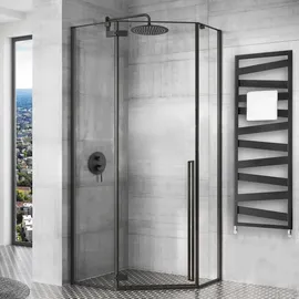 REA Duschkabine Diamond 80 x 80 cm rechts 195 cm schwarz transparent