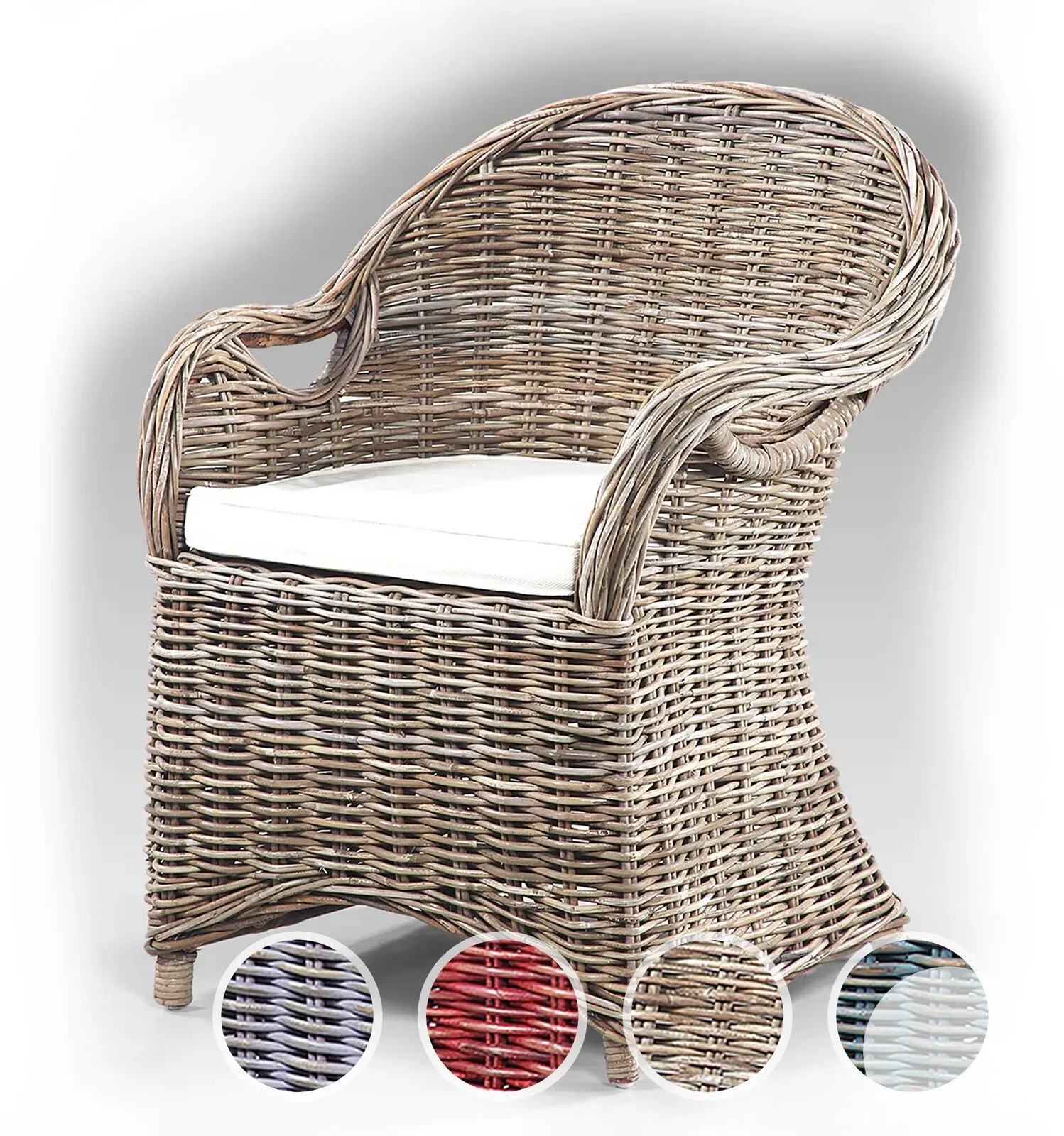 die Faktorei »Rattan« Sessel Hellgrau / Sylt