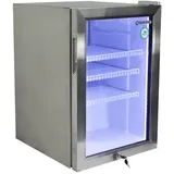 Gastro-Cool Edelstahl Mini-Kühlschrank mit Glastür - LED Innenbeleuchtung / GCKW65