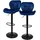 ML-Design Barhocker 2er Set, aus Samt, Blau, mit Rückenlehne und Fußstütze,
